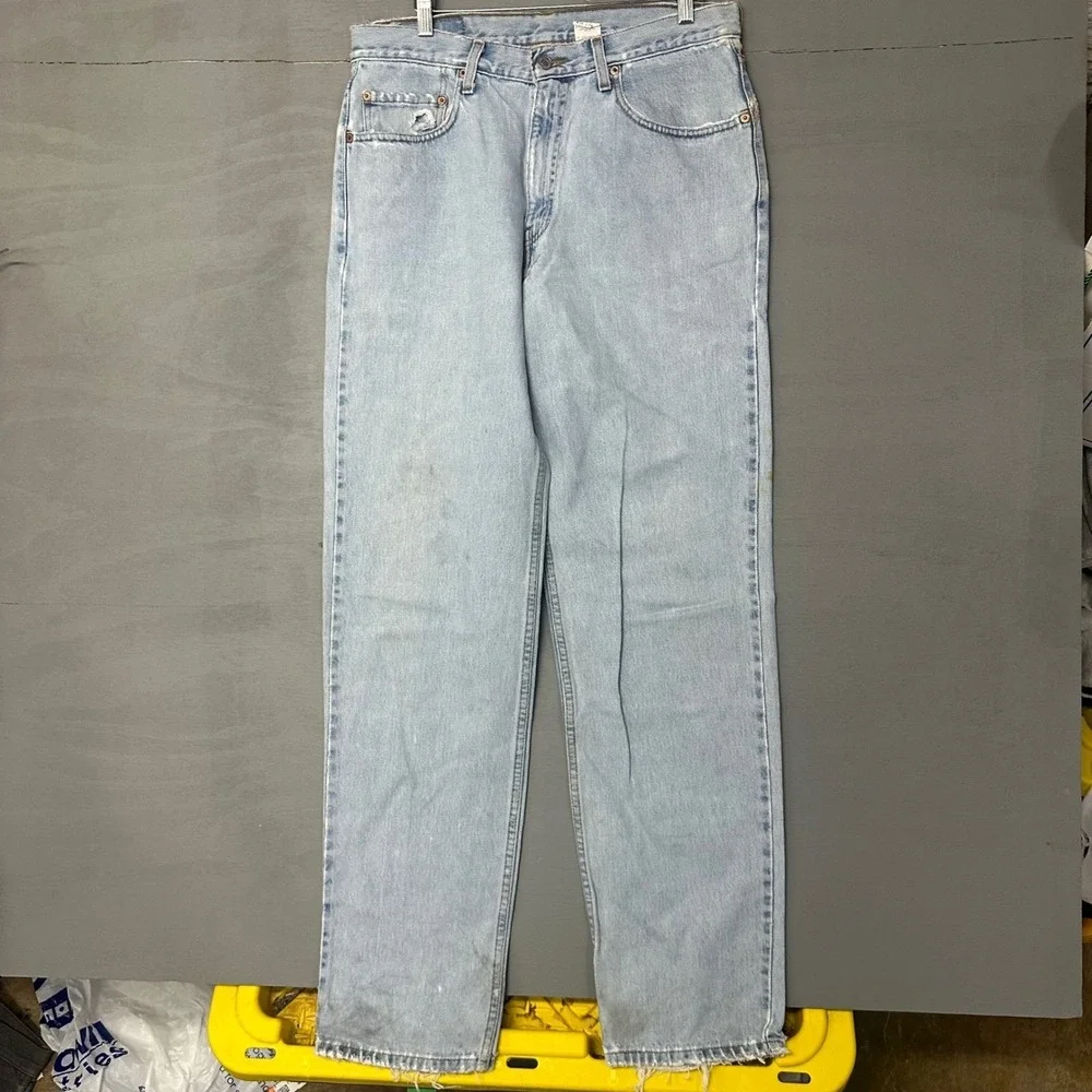 Levis 550 Relaxed Fit Light‎ Wash Distressed Jeans Mens 34x34 Tapered Leg Blue
